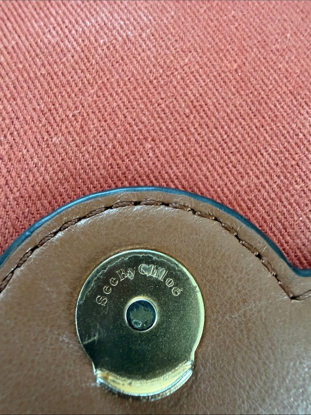 See By Chloe Tan Leather Crossbody with Signature Ring Detail - Picture 12 of 13